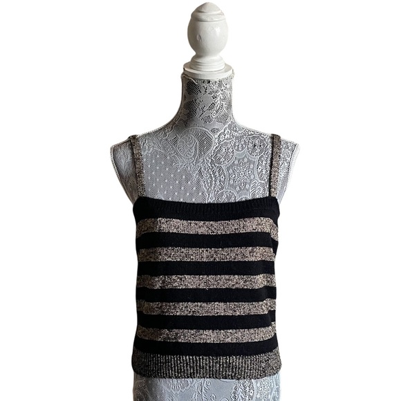 Halston III Tops - ❌ SOLD ❌ VTG 80s Halston III Striped Metallic Tank Top Black & Gold Size Small